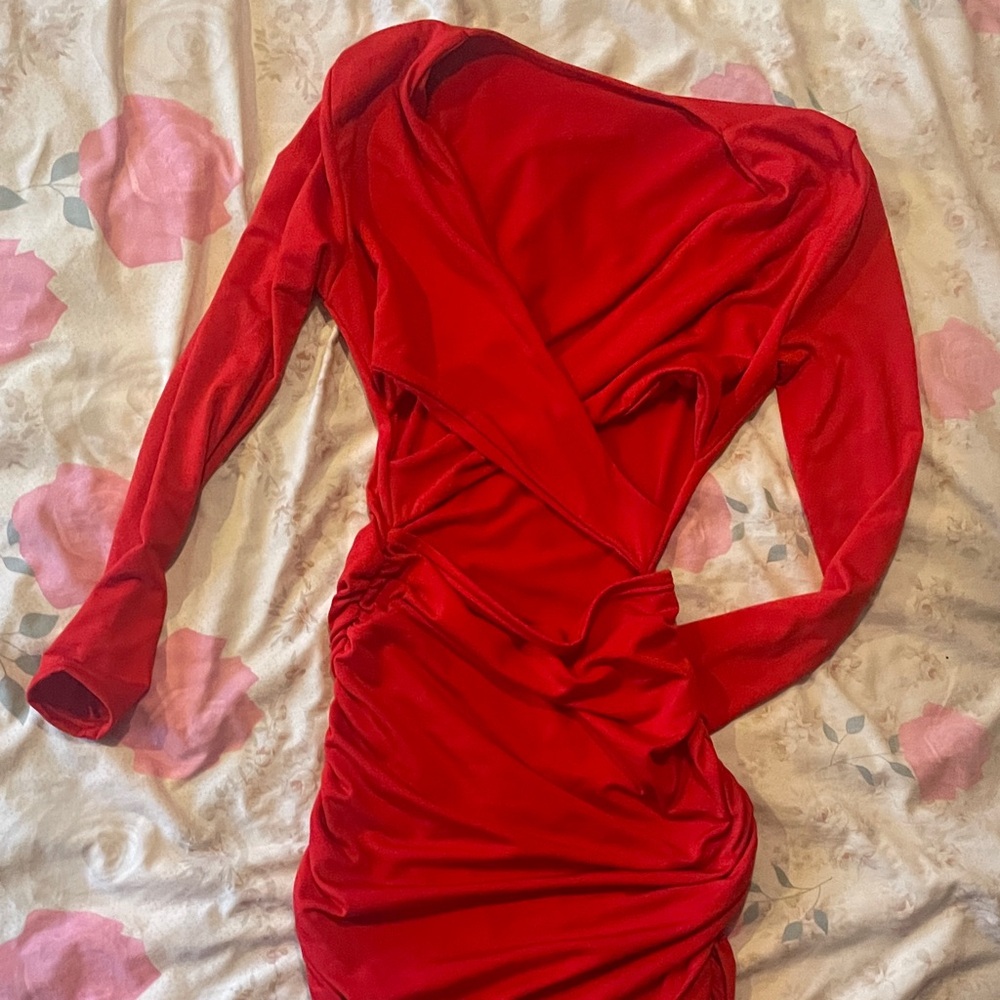 Chic Long Sleeve Red Dress
